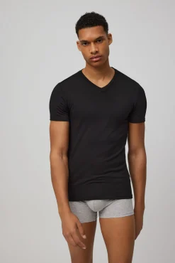 TÉRMICO Camiseta interior cuello pico manga corta negro