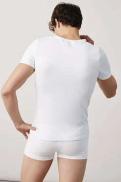TÉRMICO Camiseta interior cuello pico manga corta blanco