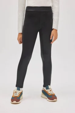 TÉRMICO Leggings afelpados niña efecto piel negro