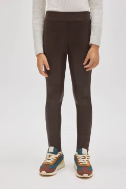 TÉRMICO Leggings afelpados niña efecto piel chocolate