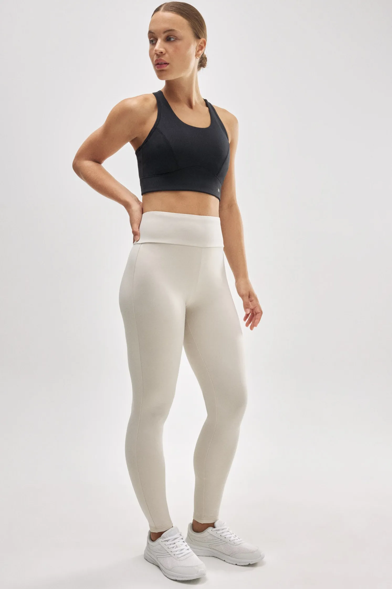 TÉRMICO Leggings deportivos interior afelpado marfil
