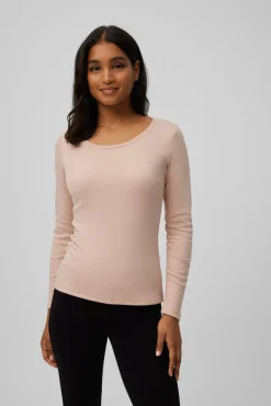 TÉRMICO LIGERO Camiseta algodón manga larga cuello redondo nude