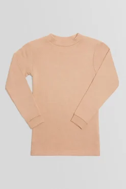 TÉRMICO LIGERO Camiseta manga larga cuello semicisne camel