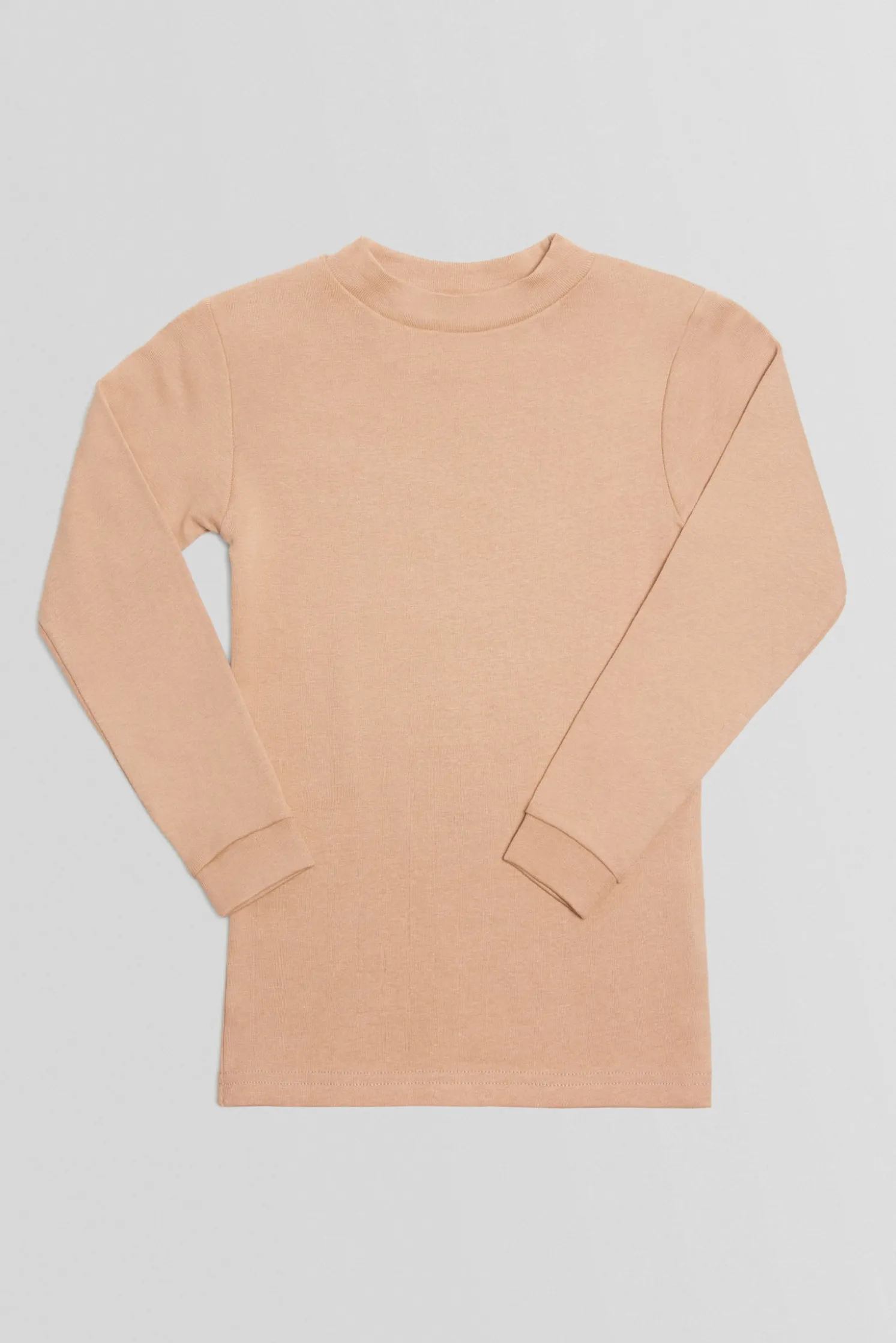 TÉRMICO LIGERO Camiseta manga larga cuello semicisne camel