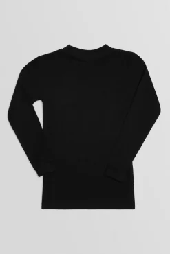 TÉRMICO LIGERO Camiseta manga larga cuello semicisne negra