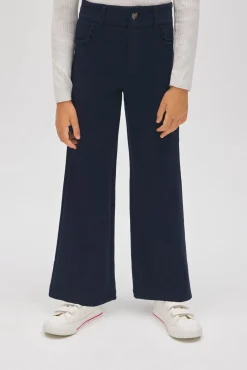 TÉRMICO LIGERO Pantalón niña afelpado ancho detalle bolsillos marino