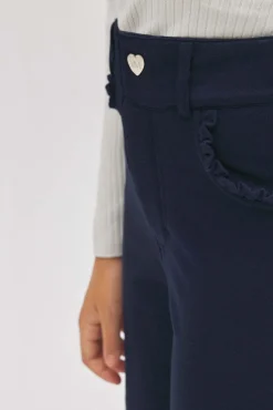 TÉRMICO LIGERO Pantalón niña afelpado ancho detalle bolsillos marino