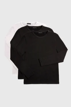 TÉRMICO Pack 3 camisetas negro y blanco mujer manga larga