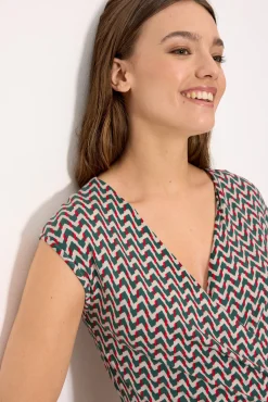 Vestido corto cruzado verde botella