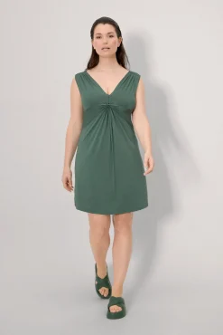 Vestido corto escote en V verde botella