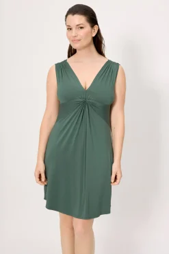 Vestido corto escote en V verde botella