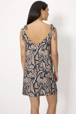 Vestido corto tirantes anudado estampado