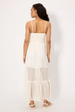 Vestido largo calado con forro interior marfil