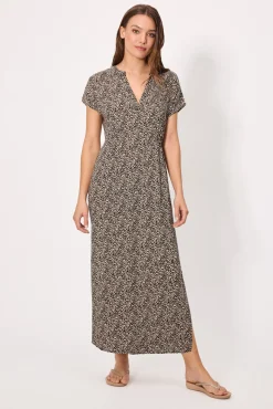 Vestido largo manga corta estampado