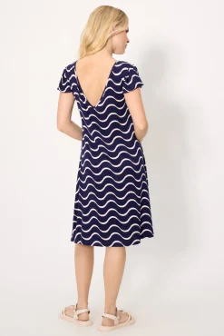 Vestido manga corta estampado ondas