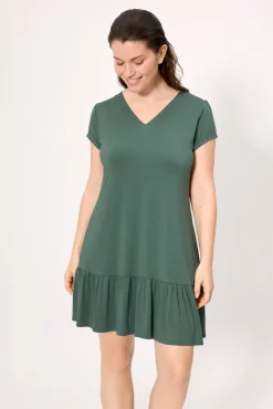 Vestido manga corta verde botella