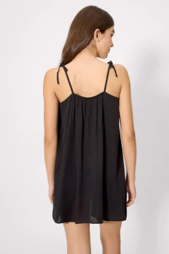 Vestido mini básico tirantes anudados negro